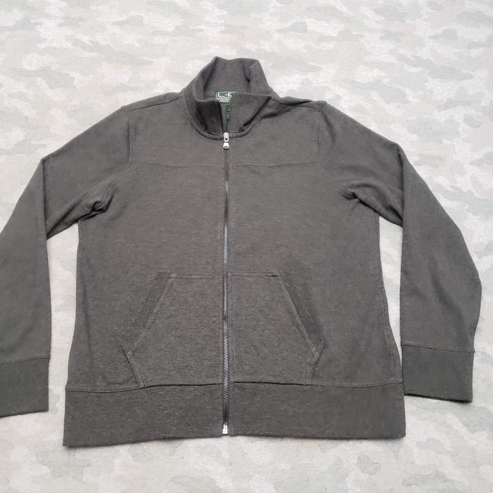 Lauren Ralph Lauren Sweatshirt Womens Large Gray Full Zip Pockets Mock Neck